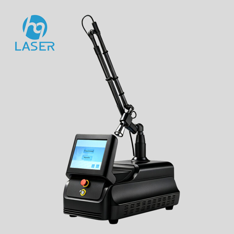 Black portable fractional CO2 laser machine with touchscreen and articulated arm
