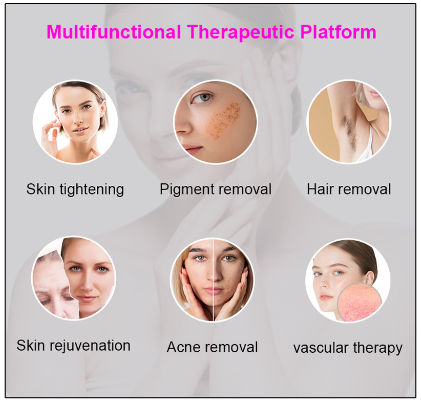 DPL platform for skin tightening, pigment care, hair removal, and acne care