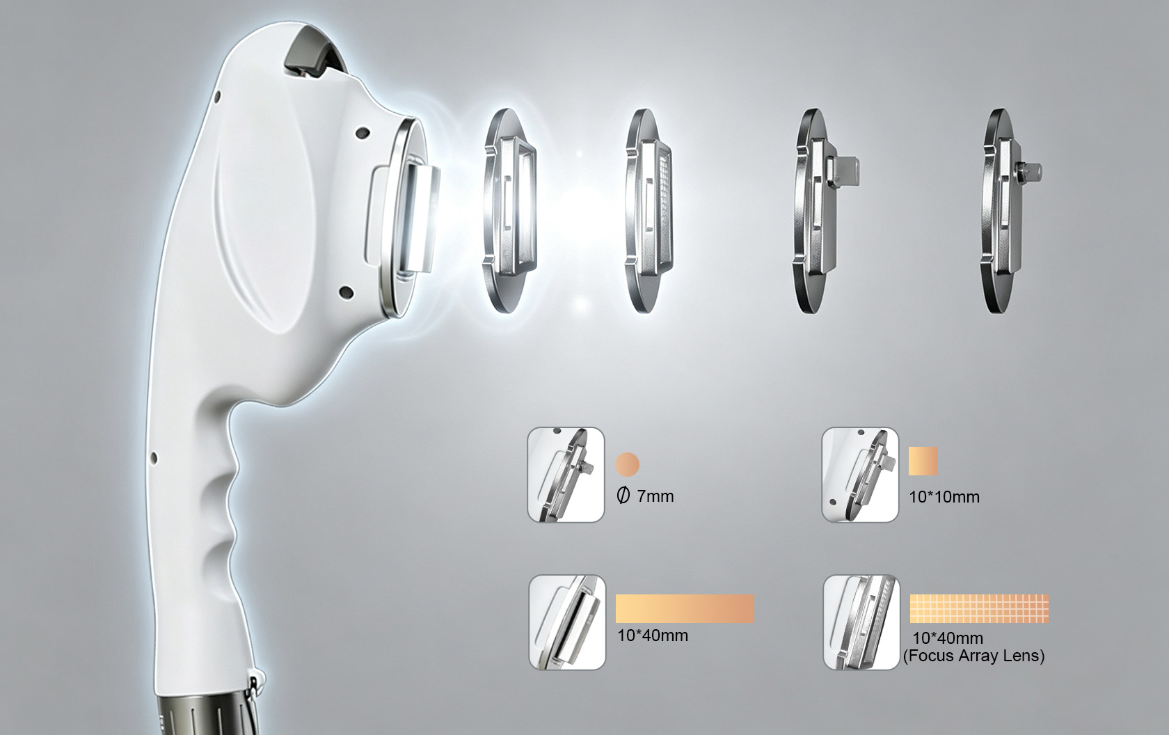 DPL handpiece with multiple replaceable treatment heads