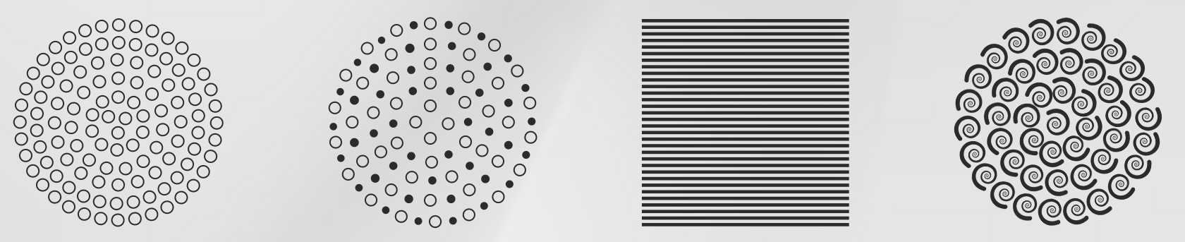 Specialized scanning patterns including concentric rings, linear grids, and spiral arrays